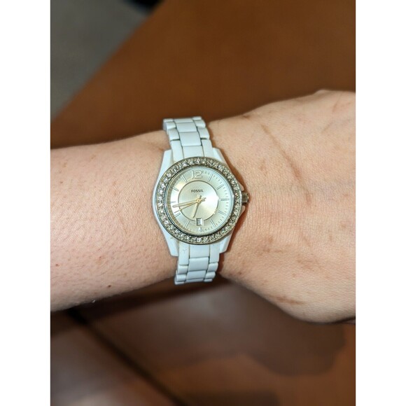 FOSSIL ES3251 White Tone Quartz Analog Women's Watch PARTS AS IS - Picture 7 of 8